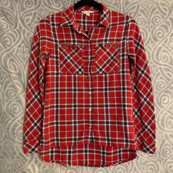 Miss Selfridge red plaid button down - Picture 1 of 6